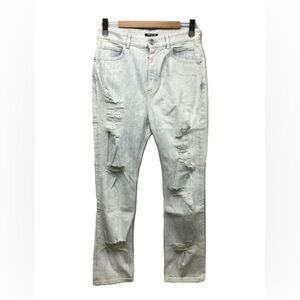 Balmain Paris SF05654D099 Distressed Light Wash Jeans Sz 36